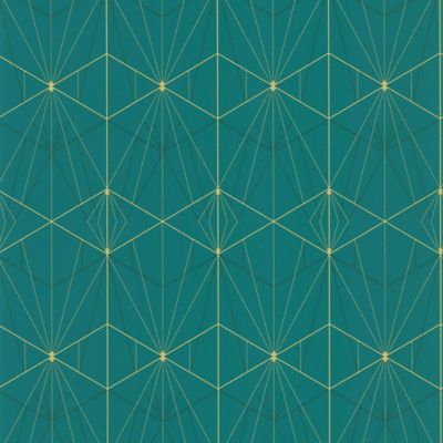 Papier peint Park avenue vinyle intissé motif art déco vert et or