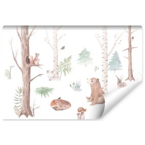 Papier Peint Photo ANIMAUX De La Forêt Arbres Pour Chambre Enfants 180cm x 120cm