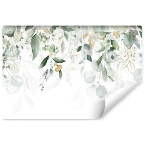 Papier Peint Photo FEUILLES Sur Fond Blanc Pour Chambre 135cm x 90cm