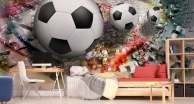 Papier Peint Photo FOOTBALL Tunel 3D Pour Chambre D'Enfant 520cm x 318cm