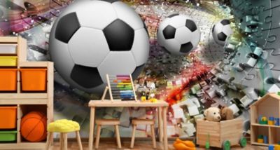 Papier Peint Photo FOOTBALL Tunel 3D Pour Chambre D'Enfant 520cm x 318cm