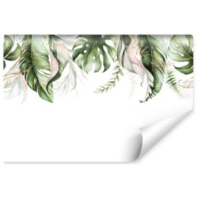 Papier Peint Photo Intissé FEUILLES Tropicales Effet 3D Pour La Chambre 135cm x 90cm