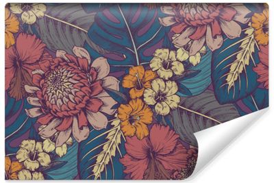 Papier Peint Photo Intissé FLEURS Couleurs Style Slave Pour Salon 180cm x 120cm