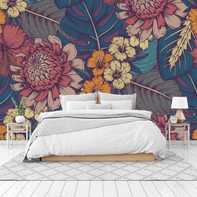 Papier Peint Photo Intissé FLEURS Couleurs Style Slave Pour Salon 180cm x 120cm
