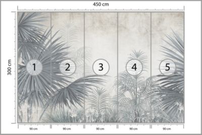 Papier Peint Photo PLANTES Tropicales Béton Pour Salon 450cm x 300cm