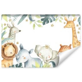 Papier Peint Photo Pour Chambre Enfants ANIMAUX Feuilles Etoiles 90cm x 60cm