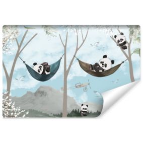 Papier Peint Photo Pour Chambre Enfants PANDAS Plantes Paysage 300cm x 210cm