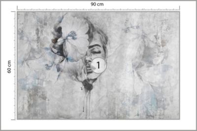Papier Peint Photo VISAGE Femme, Mur De Béton Pour Salon 90cm x 60cm