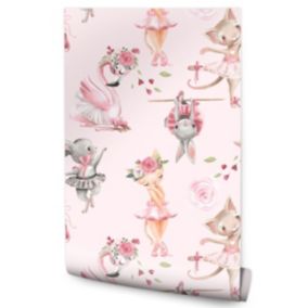 Papier Peint Pour Chambre D'Enfant ANIMAUX Ballerines Fleurs