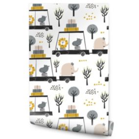 Papier Peint Pour Chambre D'Enfant ANIMAUX Sauvages Arbres