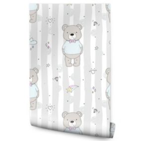 Papier Peint Pour Chambre D'Enfant OURS Etoiles Nuages