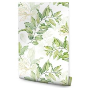 Papier Peint Pour Chambre FEUILLES Aquarelle Nature