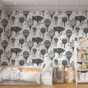 Papier peint pour enfant avec mongolfières - 255x260 cm (l x h)