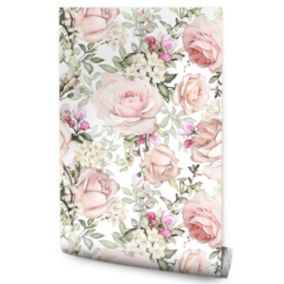 Papier Peint Pour La Chambre FLEURS Roses Feuilles Nature