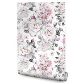 Papier Peint Pour Salon FLEURS Roses Blanches Nature