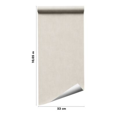 Papier peint pré-encollé Easy Roll vinyle intissé uni grège l.53 x L.1005 cm, GoodHome Coppins