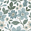 Papier peint pré-encollé tissu intissé Easy Roll GoodHome Aani Fleurs semi-lustrée bleu l.53 x H.1005 cm