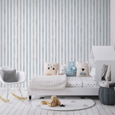 Papier peint pré-encollé vinyle à rayures Easy Roll GoodHome Satori rayures bleu l.53 x H.1005 cm