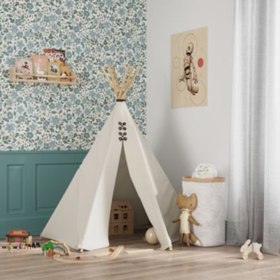 Papier peint pré-encollé vinyle fleuri Easy Roll GoodHome Aani fleurs bleu l.53 x H.1005 cm