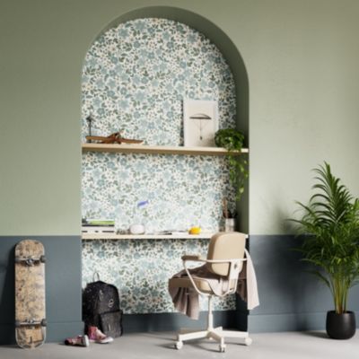 Papier peint pré-encollé vinyle fleuri Easy Roll GoodHome Aani fleurs bleu l.53 x H.1005 cm