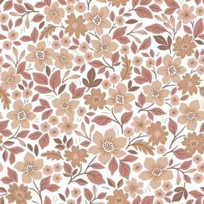 Papier peint pré-encollé vinyle fleuri Easy Roll GoodHome Aani fleurs terracotta, rose l.53 x H.1005 cm