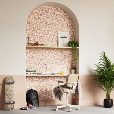 Papier peint pré-encollé vinyle fleuri Easy Roll GoodHome Aani fleurs terracotta, rose l.53 x H.1005 cm