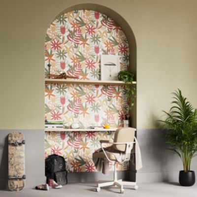 Papier peint pré-encollé vinyle fleuri Easy Roll GoodHome Basil fleurs multicolore l.53 x H.1005 cm