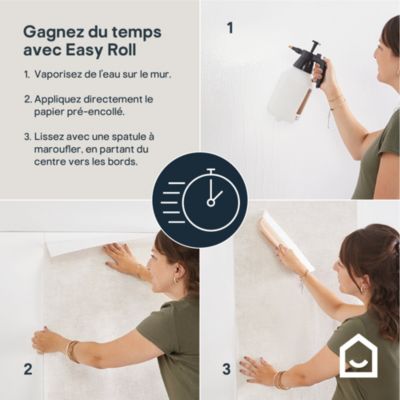 Papier peint pré-encollé vinyle intissé botanique Easy Roll GoodHome Olivia rose l.53 x H.1005 cm