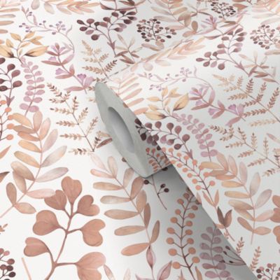 Papier peint pré-encollé vinyle intissé botanique Easy Roll GoodHome Olivia rose l.53 x H.1005 cm