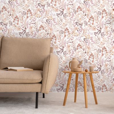 Papier peint pré-encollé vinyle intissé botanique Easy Roll GoodHome Olivia rose l.53 x H.1005 cm