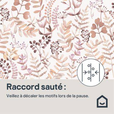 Papier peint pré-encollé vinyle intissé botanique Easy Roll GoodHome Olivia rose l.53 x H.1005 cm