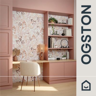 Papier peint pré-encollé vinyle intissé botanique Easy Roll GoodHome Olivia rose l.53 x H.1005 cm