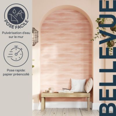 Papier peint pré-encollé vinyle intissé Easy Roll GoodHome Bellevue rose l.53 x H.1005 cm