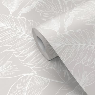 Papier peint pré-encollé vinyle intissé feuilage Easy Roll GoodHome Ufford beige l.53 x H.1005 cm