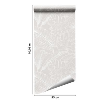 Papier peint pré-encollé vinyle intissé feuilage Easy Roll GoodHome Ufford beige l.53 x H.1005 cm