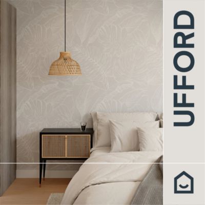 Papier peint pré-encollé vinyle intissé feuilage Easy Roll GoodHome Ufford beige l.53 x H.1005 cm