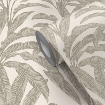 Papier peint pré-encollé vinyle intissé feuillage Easy Roll GoodHome Duffy feuillage beige l.53 x H.1005 cm