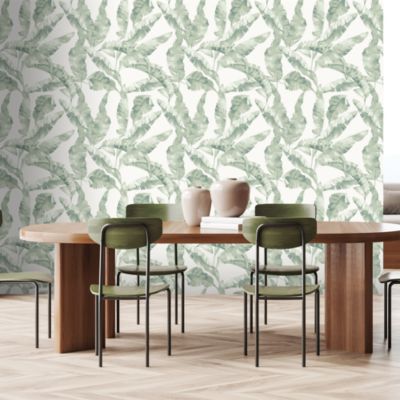 Papier peint pré-encollé vinyle intissé feuillage Easy Roll GoodHome Halton vert l.53 x H.1005 cm