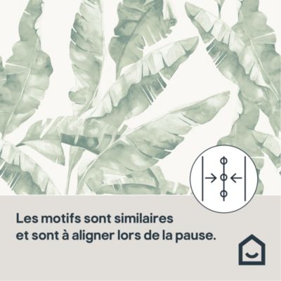 Papier peint pré-encollé vinyle intissé feuillage Easy Roll GoodHome Halton vert l.53 x H.1005 cm