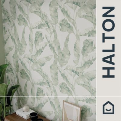 Papier peint pré-encollé vinyle intissé feuillage Easy Roll GoodHome Halton vert l.53 x H.1005 cm