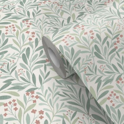 Papier peint pré-encollé vinyle intissé fleuri Easy Roll GoodHome Alluets vert pastel l.53 x H.1005 cm