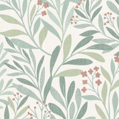 Papier peint pré-encollé vinyle intissé fleuri Easy Roll GoodHome Alluets vert pastel l.53 x H.1005 cm