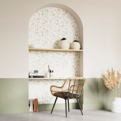 Papier peint pré-encollé vinyle intissé fleuri Easy Roll GoodHome Aubourne beige l.53 x H.1005 cm