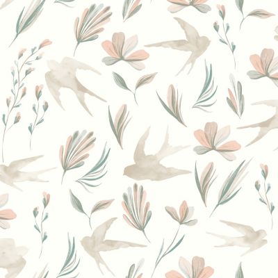 Papier peint pré-encollé vinyle intissé fleuri Easy Roll GoodHome Aubourne beige l.53 x H.1005 cm