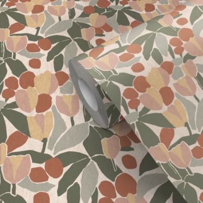 Papier peint pré-encollé vinyle intissé fleuri Easy Roll GoodHome Bahulu multicolore l.53 x H.1005 cm
