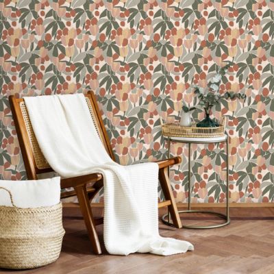 Papier peint pré-encollé vinyle intissé fleuri Easy Roll GoodHome Bahulu multicolore l.53 x H.1005 cm