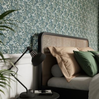 Papier peint pré-encollé vinyle intissé fleuri Easy Roll GoodHome Begonia bleu l.53 x H.1005 cm