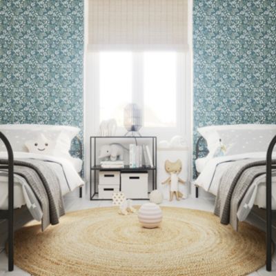Papier peint pré-encollé vinyle intissé fleuri Easy Roll GoodHome Begonia bleu l.53 x H.1005 cm