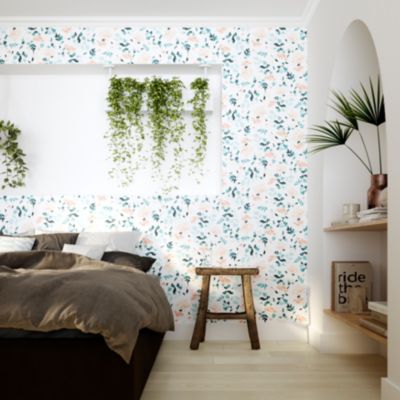 Papier peint pré-encollé vinyle intissé fleuri Easy Roll GoodHome Bexton bleu l.53 x H.1005 cm