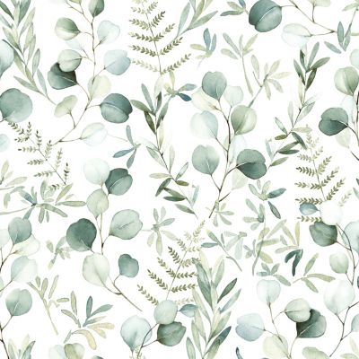 Papier peint pré-encollé vinyle intissé fleuri Easy Roll GoodHome Cedrela vert l.53 x H.1005 cm